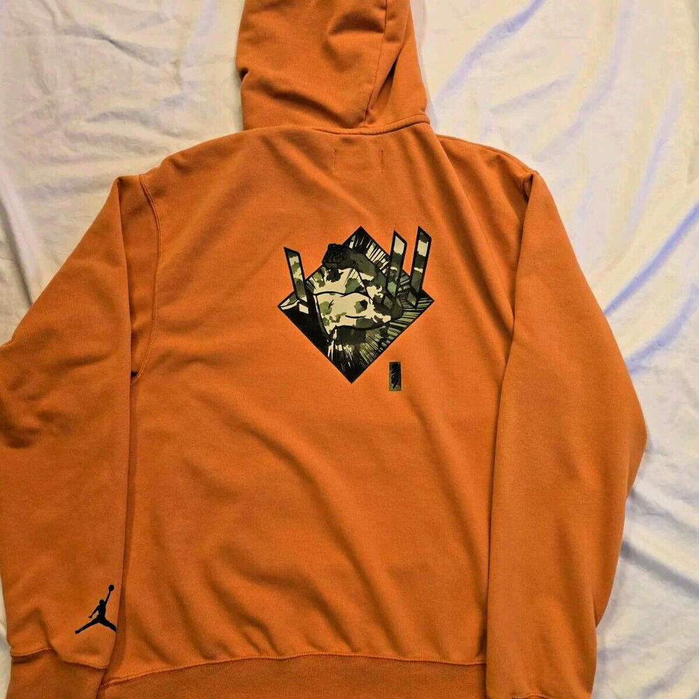 Nike‎ Jordan Men's Zion Dri Fit Fleece Pullover Hoodie Size M Orange 67-2 - Picture 4 of 6